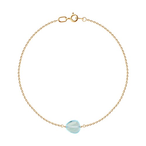 Браслет из красного золота с камнями Топаз голубой