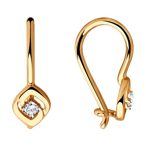 Cercei p-u copii din aur roșu cu pietre Cubic Zirconia Incolor