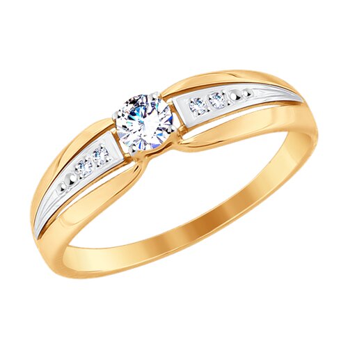 Кольцо из красного золота с камнями Фианит