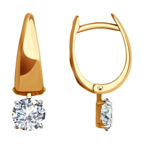 Cercei Creole din aur roșu cu Cubic Zirconia Incolor