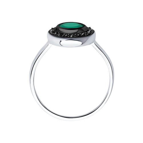 Inel din argint  cu pietre Cubic Zirconia Negru, Agat verde