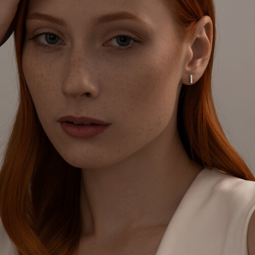 Cercei Pusete din argint  cu pietre Cubic Zirconia Incolor