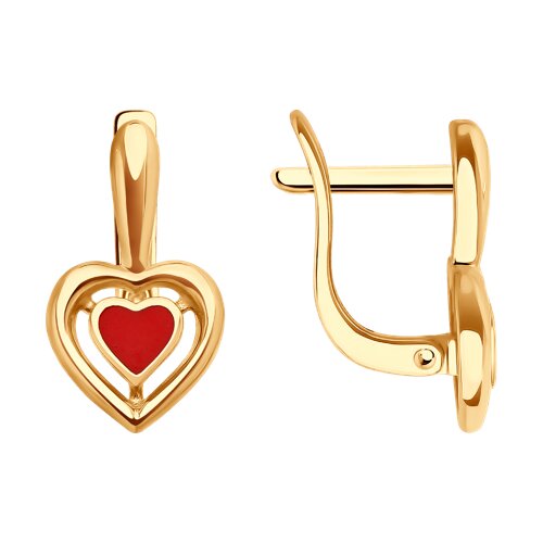 Cercei din aur roșu cu pietre Emailare