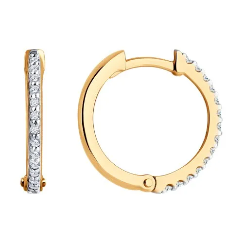 Cercei Creole din aur roșu cu Cubic Zirconia Incolor