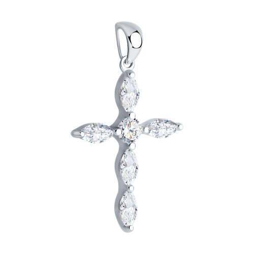 Cruce din argint  cu pietre Cubic Zirconia Incolor