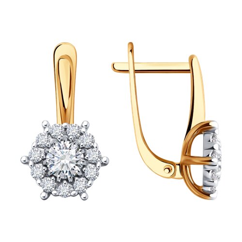 Cercei din aur roșu cu pietre Cubic Zirconia Incolor
