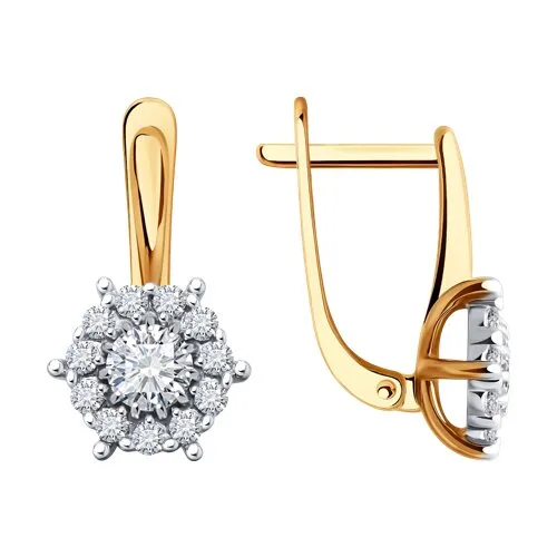 Cercei din aur roșu cu Cubic Zirconia Incolor