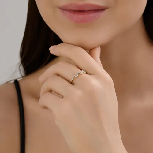 Inel din aur roșu cu Cubic Zirconia Incolor