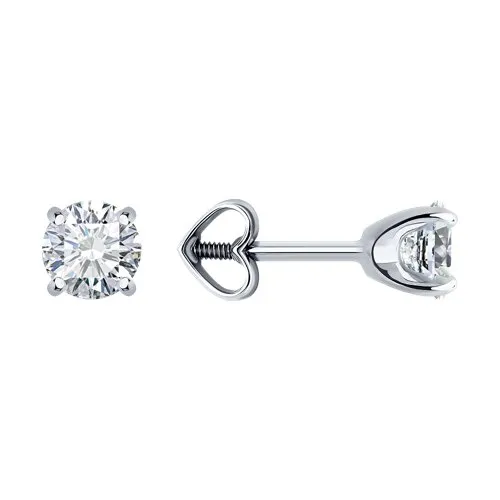 Cercei Pusete din aur alb cu Cubic Zirconia Incolor