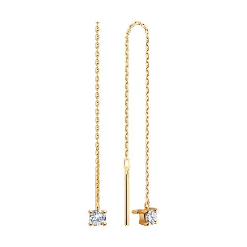 Cercei Lanț din aur roșu cu Cubic Zirconia Incolor