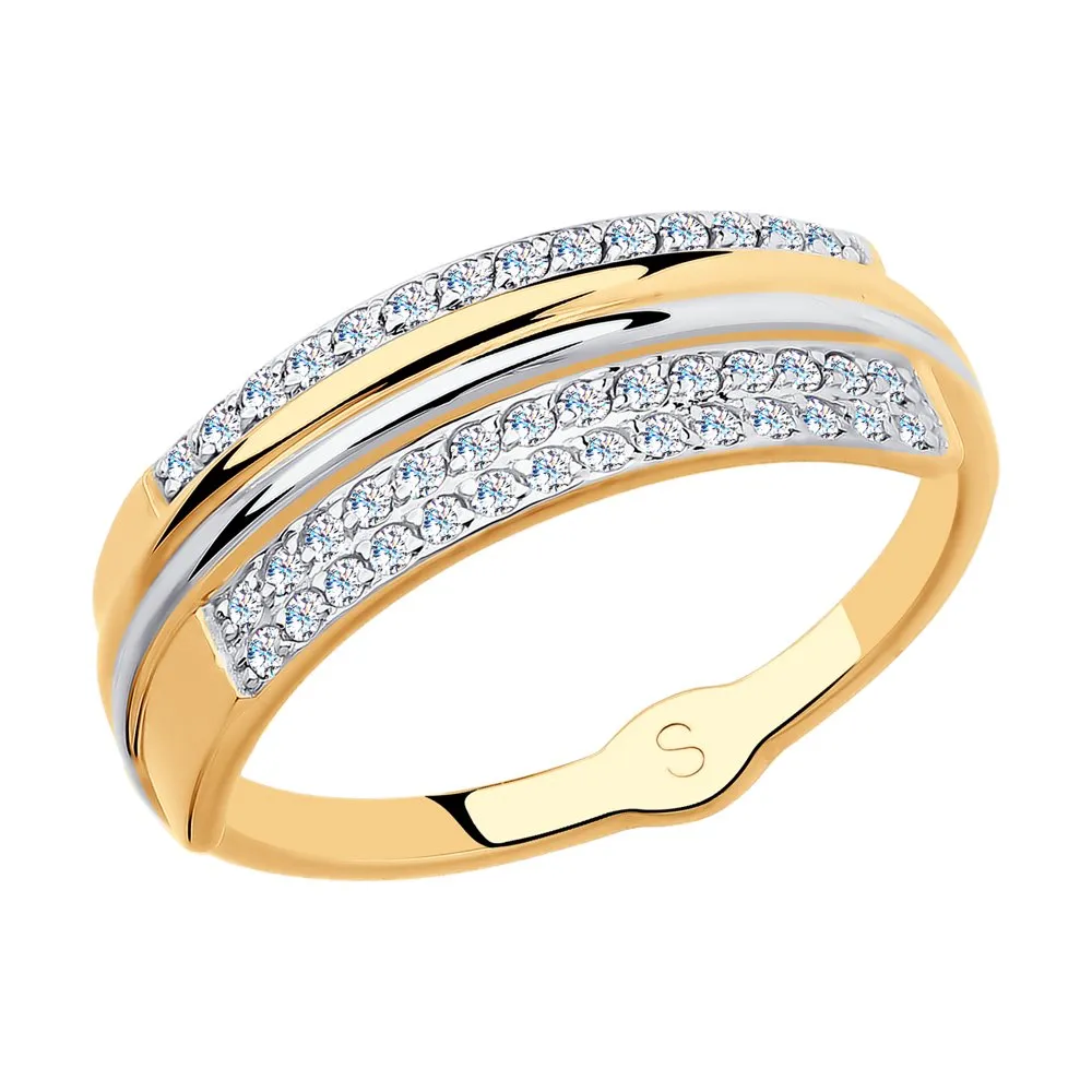 Inel din aur roșu cu Cubic Zirconia Incolor