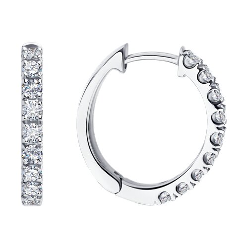Cercei Creole din aur alb cu pietre Diamant