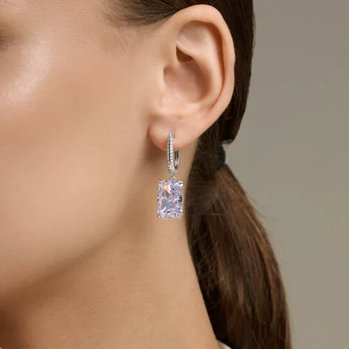 Серьги Длинные из серебра с камнями Фианит, Фианит Сиреневый