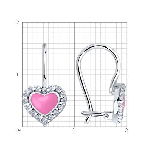Cercei p-u copii din argint  cu pietre Cubic Zirconia Incolor, Emailare