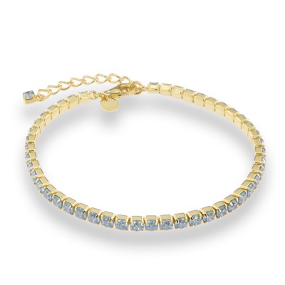 Bratara Tennis din argint placat cu aur  cu pietre Cubic zirconia Albastru