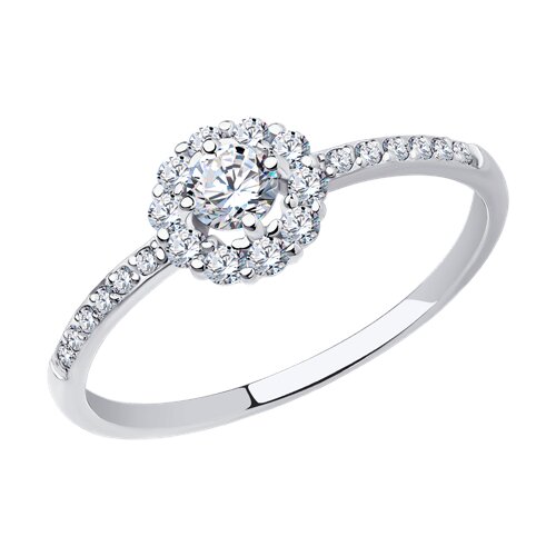 Inel din aur alb cu pietre Cubic Zirconia Incolor