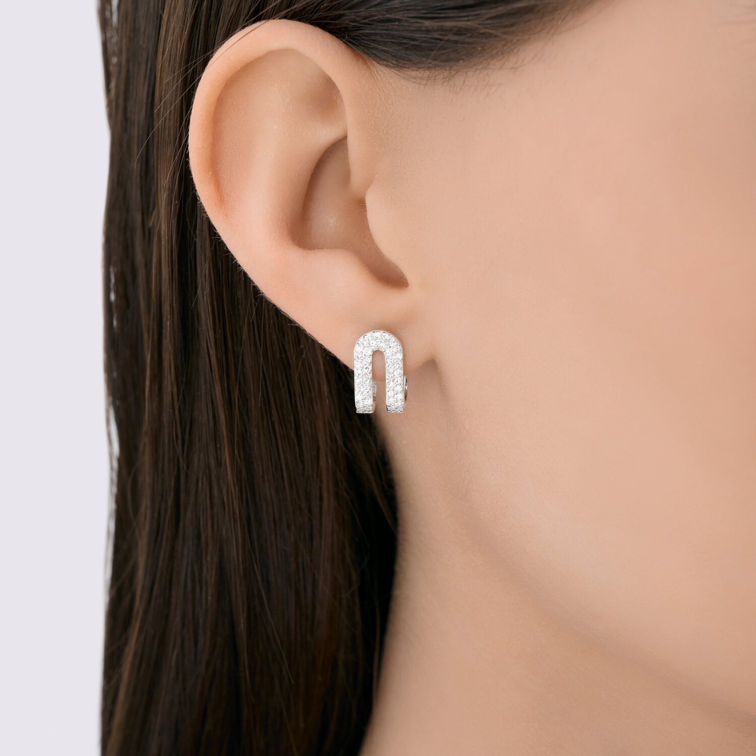 Cercei din aur alb cu pietre Diamant