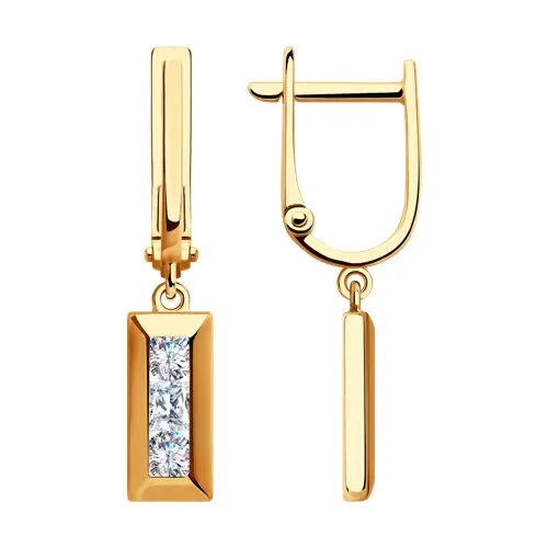 Cercei Suspendați din aur roșu cu Cubic Zirconia Incolor