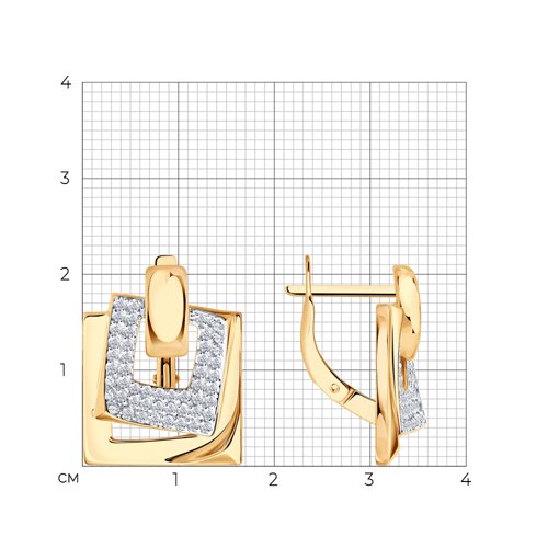 Серьги из красного золота с камнями Фианит