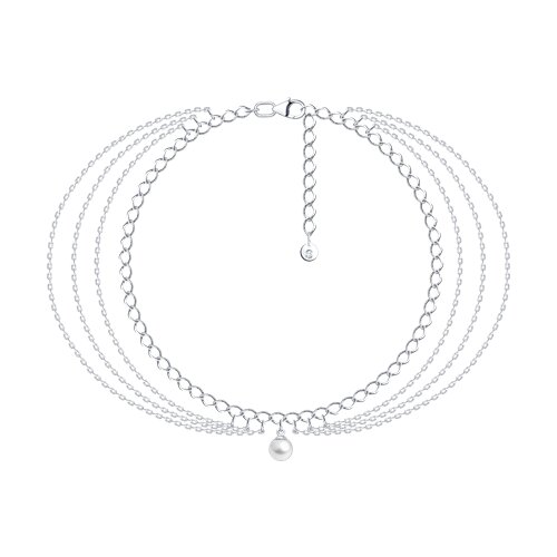 Браслет из серебра с камнями Жемчуг имит.