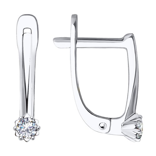 Серьги из белого золота с камнями Фианит