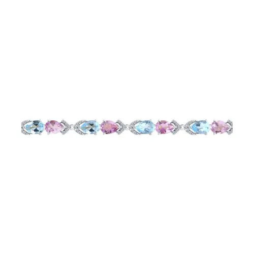 Brățară din argint cu Cubic Zirconia Incolor, Ametist și Topaz albastru