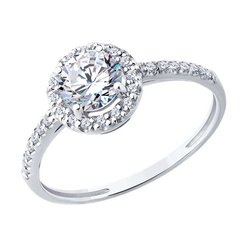 Inel din aur alb cu pietre Cubic Zirconia Incolor