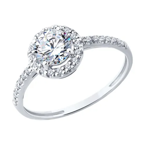 Inel din aur alb cu Cubic Zirconia Incolor