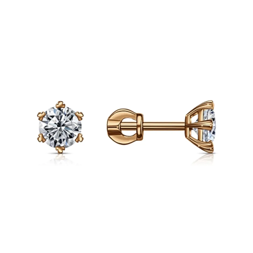 Cercei Pusete din aur roșu cu Cubic Zirconia Incolor