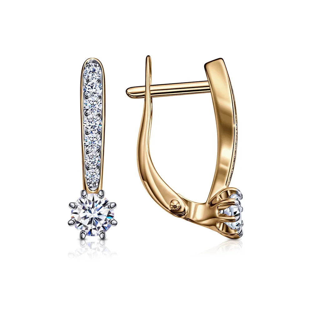 Cercei din aur roșu cu Cubic Zirconia Incolor