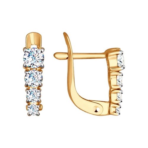 Cercei p-u copii din aur roșu cu pietre Cubic Zirconia Incolor