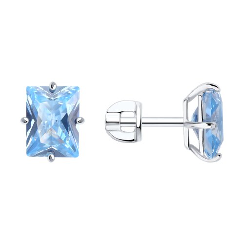Cercei Pusete din argint  cu pietre Cubic Zirconia Albastru