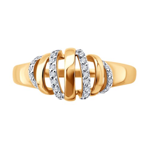 Кольцо из красного золота с камнями Бриллиант