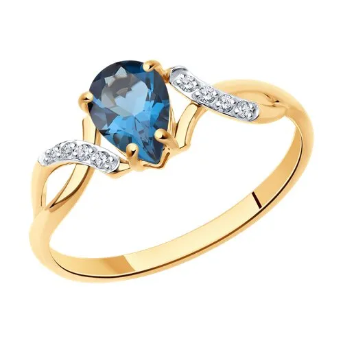 Inel din aur roșu cu Cubic Zirconia Incolor, Topaz London