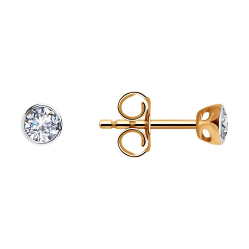 Cercei Pusete din aur roșu cu pietre Cubic Zirconia Incolor