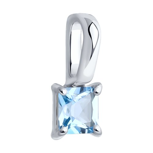 Pandantiv din aur alb cu pietre Topaz albastru