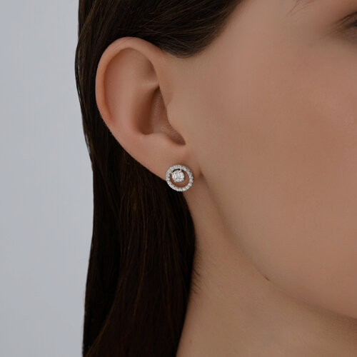 Cercei Pusete din argint  cu pietre Cubic Zirconia Incolor