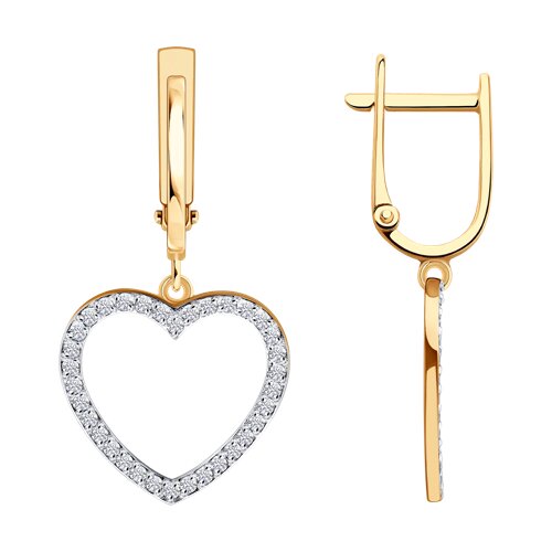 Cercei Suspendați din aur roșu cu pietre Cubic Zirconia Incolor
