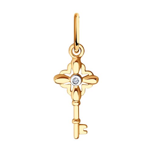 Pandantiv din aur roșu cu pietre Cubic Zirconia Incolor