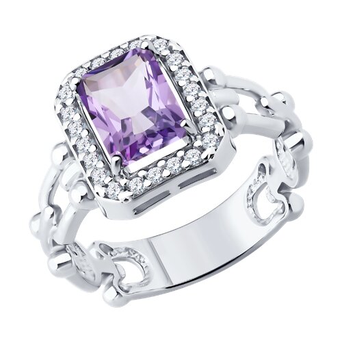 Inel din argint  cu pietre Cubic Zirconia Incolor, Ametist