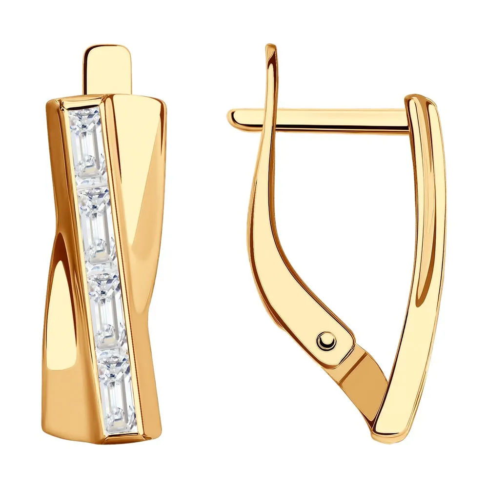 Cercei din aur roșu cu Cubic Zirconia Incolor