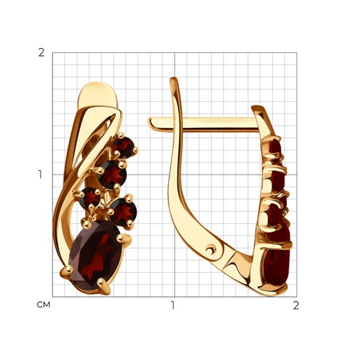 Cercei din aur roșu cu pietre Granat