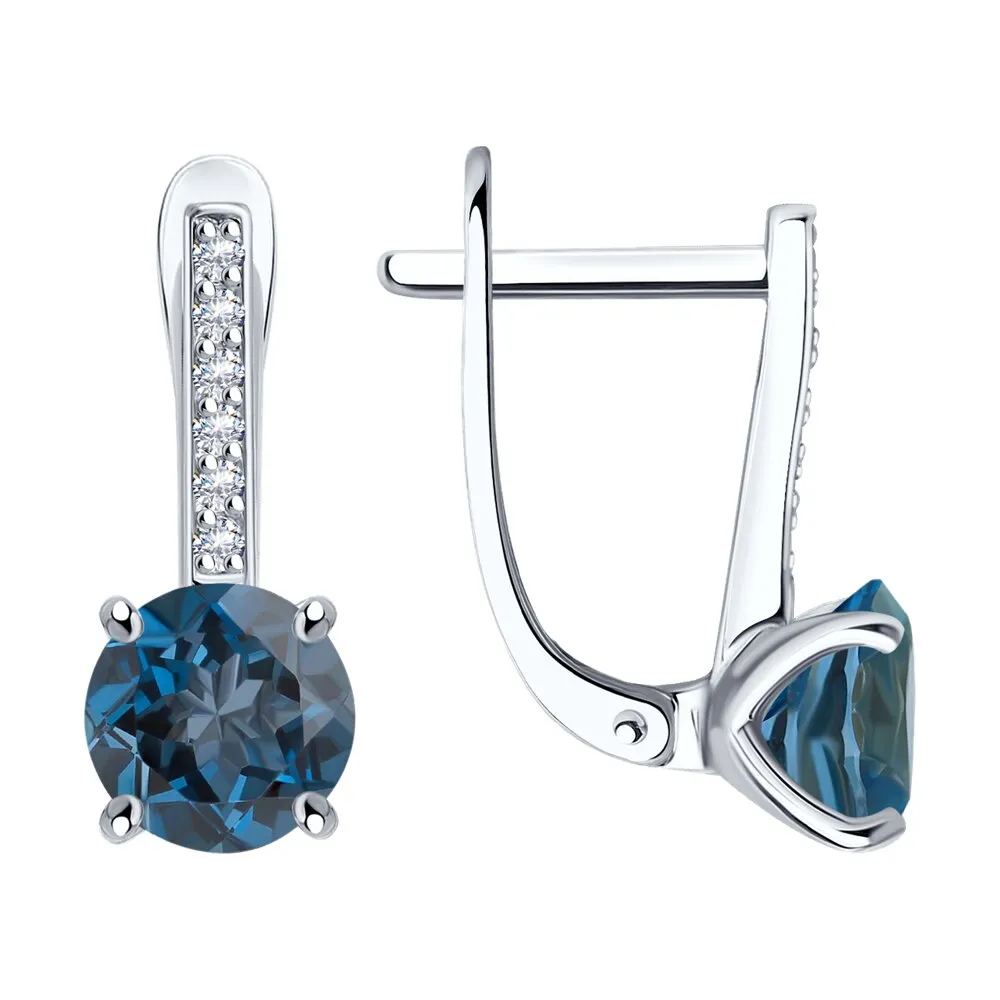 Cercei din aur alb cu Cubic Zirconia Incolor, Topaz London