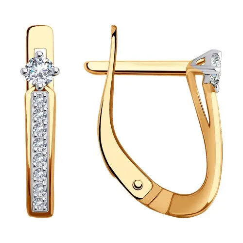 Cercei din aur roșu cu Cubic Zirconia Incolor
