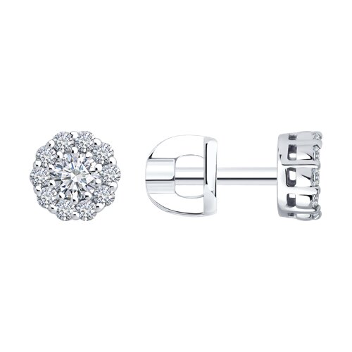 Cercei Pusete din aur alb cu pietre Diamant