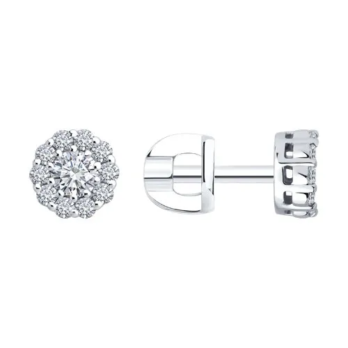 Cercei Pusete din aur alb cu Diamant