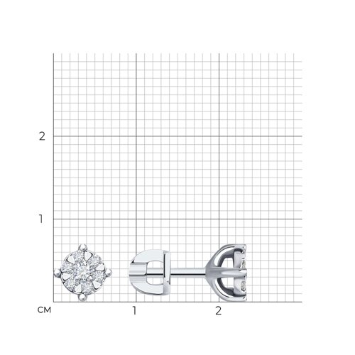 Cercei Pusete din aur alb cu pietre Diamant