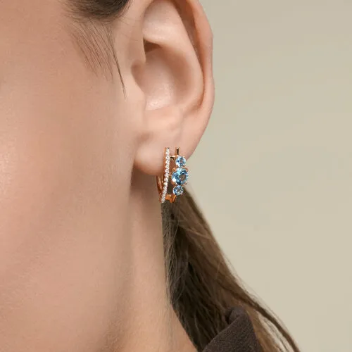 Cercei din aur roșu cu Cubic Zirconia Incolor, Topaz Swiss