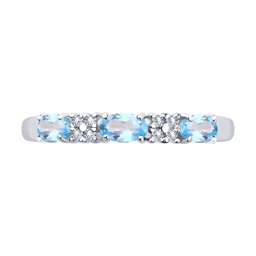 Inel din argint  cu pietre Cubic Zirconia Incolor, Topaz albastru
