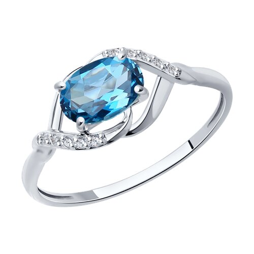 Inel din aur alb cu pietre Diamant, Topaz London